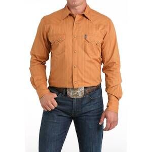 NEW CINCH western modern stripe snap shirt in brown